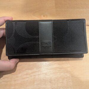Authentic Coach Trifold Black Wallet with Checkbook